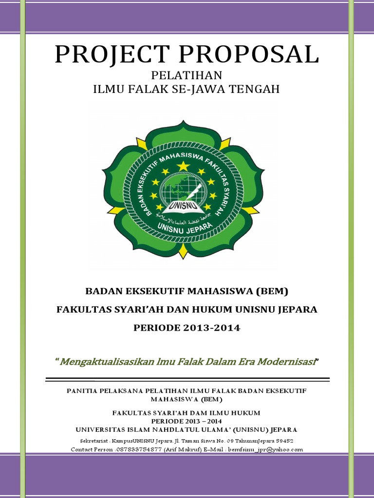 Contoh Cover Proposal Pelatihan Ilmu Falak | PDF
