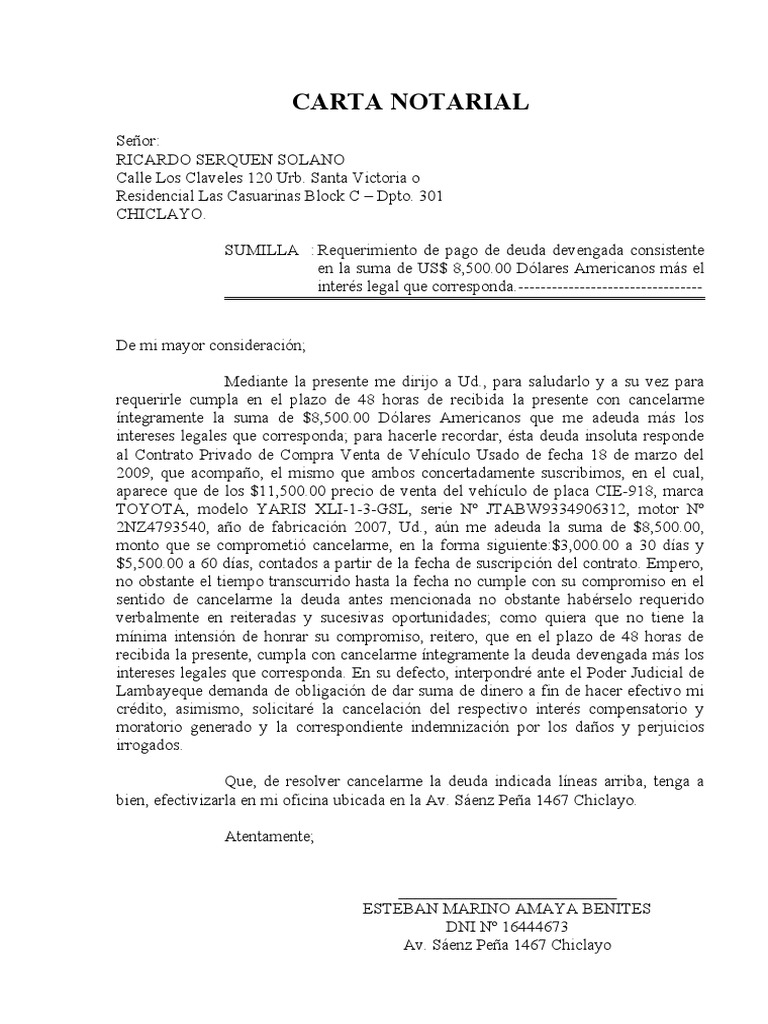 Requerimiento de Pago de Deuda | PDF