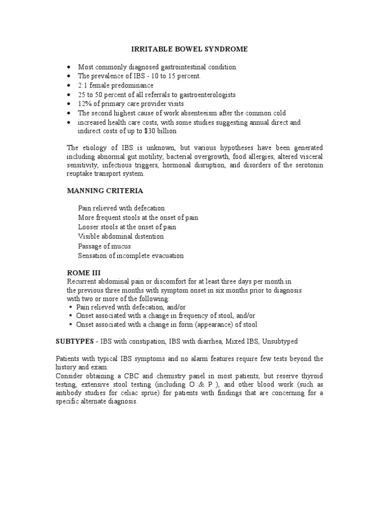 Irritable Bowel Syndrome | PDF | Irritable Bowel Syndrome ...