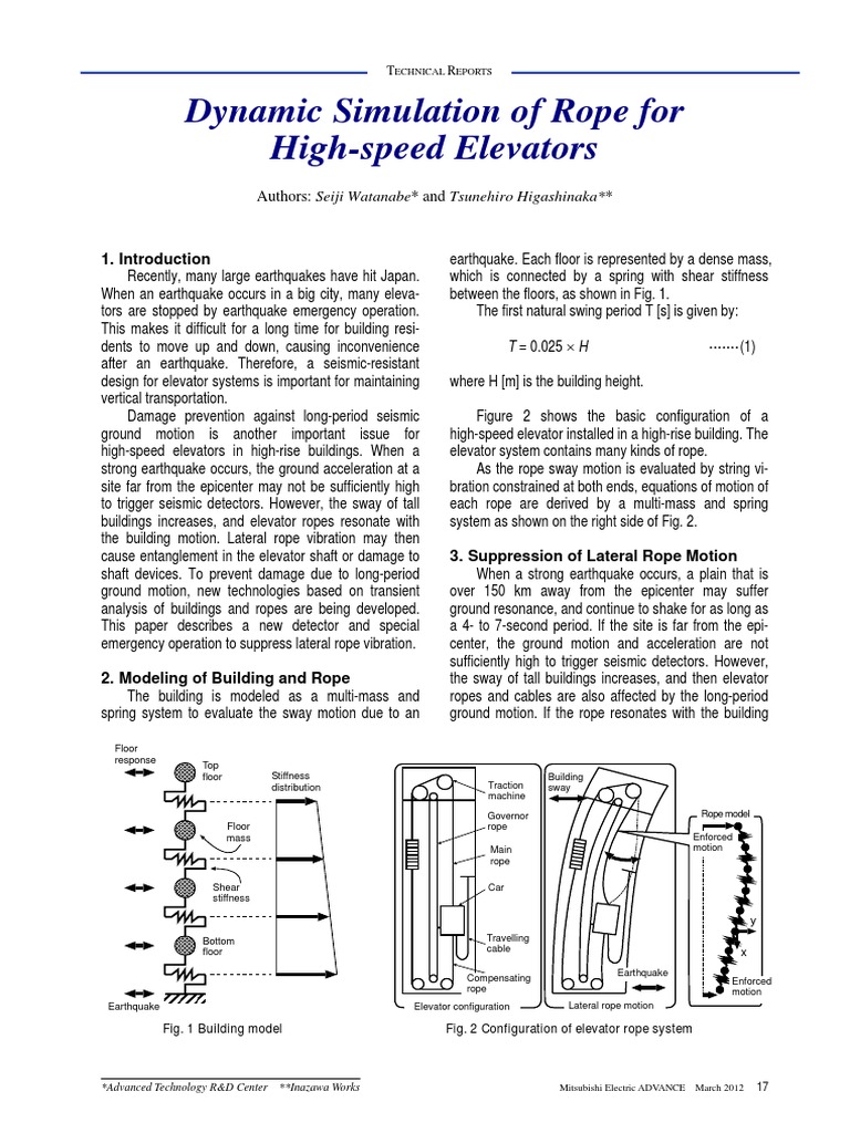 Elevator Analysis Elevator Earthquakes