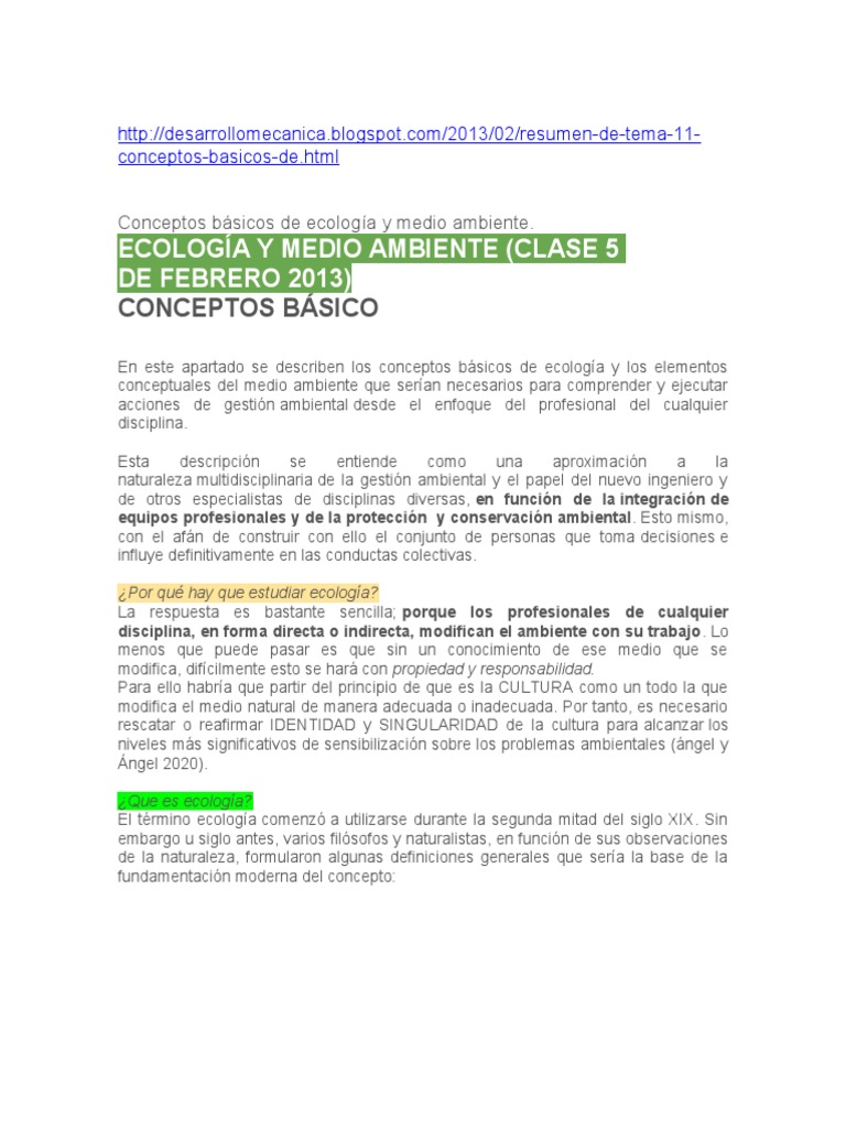Conceptos Clave de Ecología y Medio Ambiente | PDF | Ecología | Unión ...