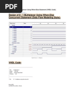 Design of 8: 1 Multiplexer Using When-Else Concurrent Statement (Data Flow Modeling Style)