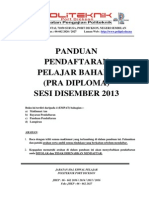 Maklumat Am Pendaftaran Sesi Disember 2013 (PRA DIPLOMA)