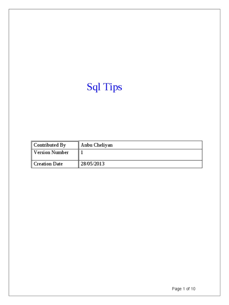 SQL Tips DB2 Sql Ibm Db2