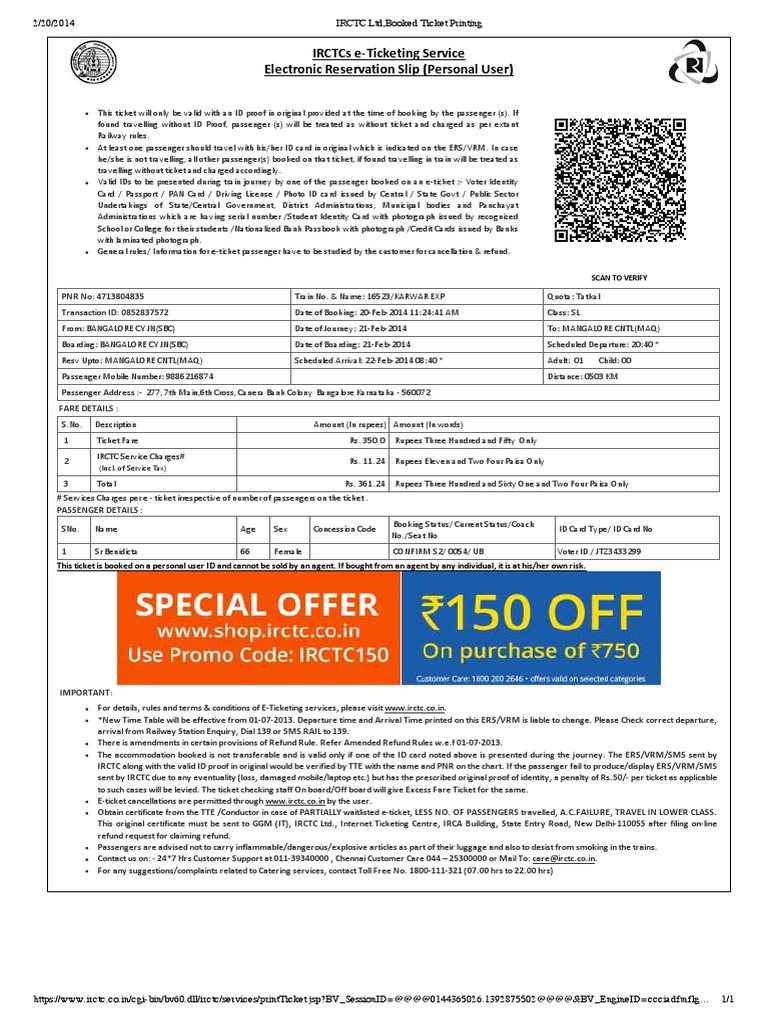 IRCTC E-Ticketing Guidelines and Details | PDF | Identity Document ...