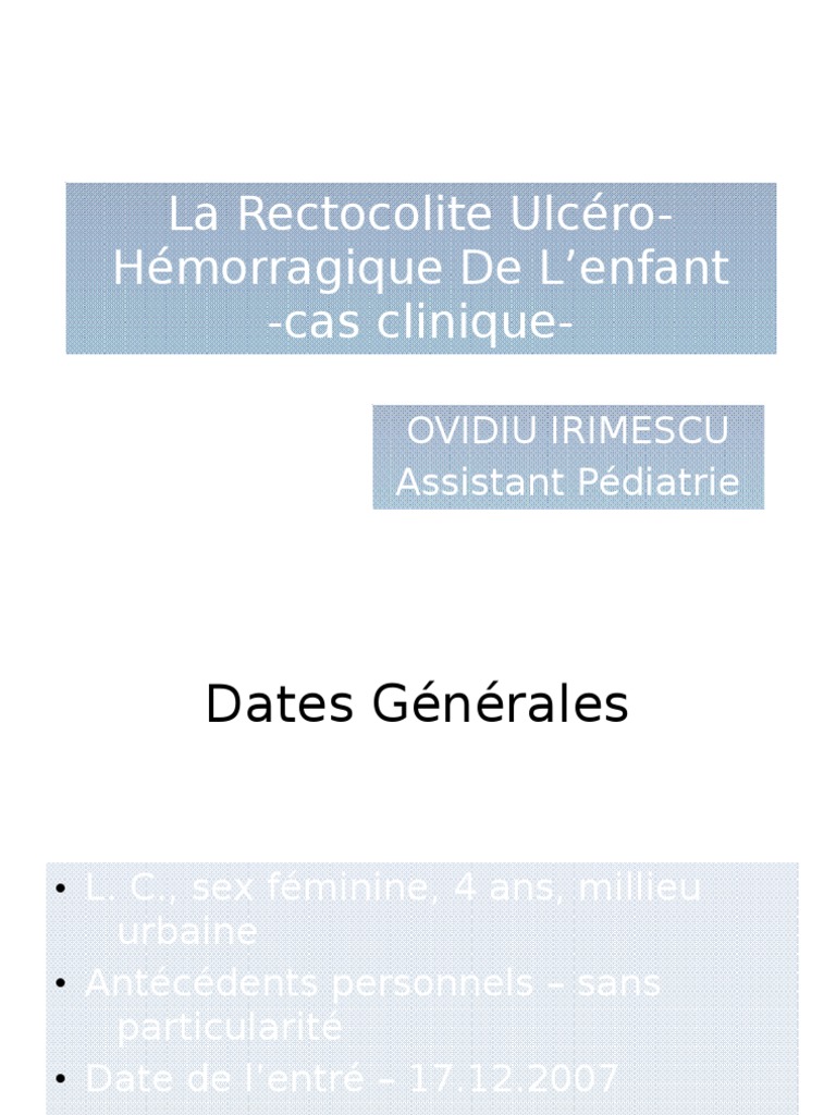 La Rectocolite UlcéroHémorragique de L'enfant PDF HLA (antigène — free download