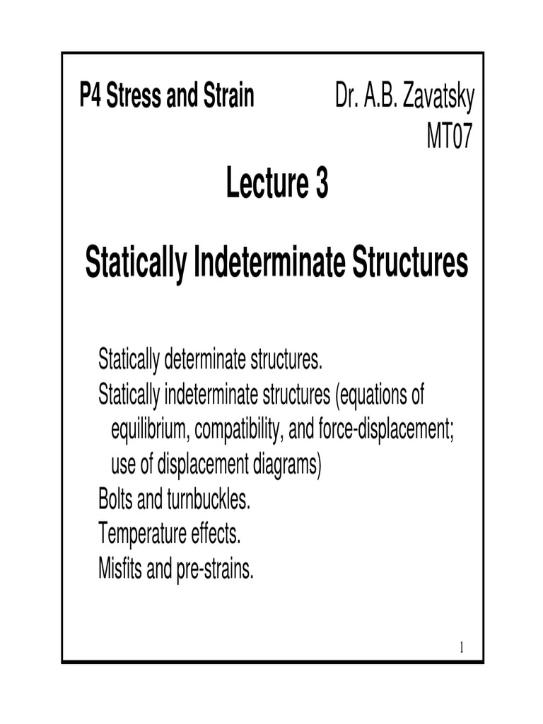 Statically Indeterminate Structures | PDF | Science & Mathematics