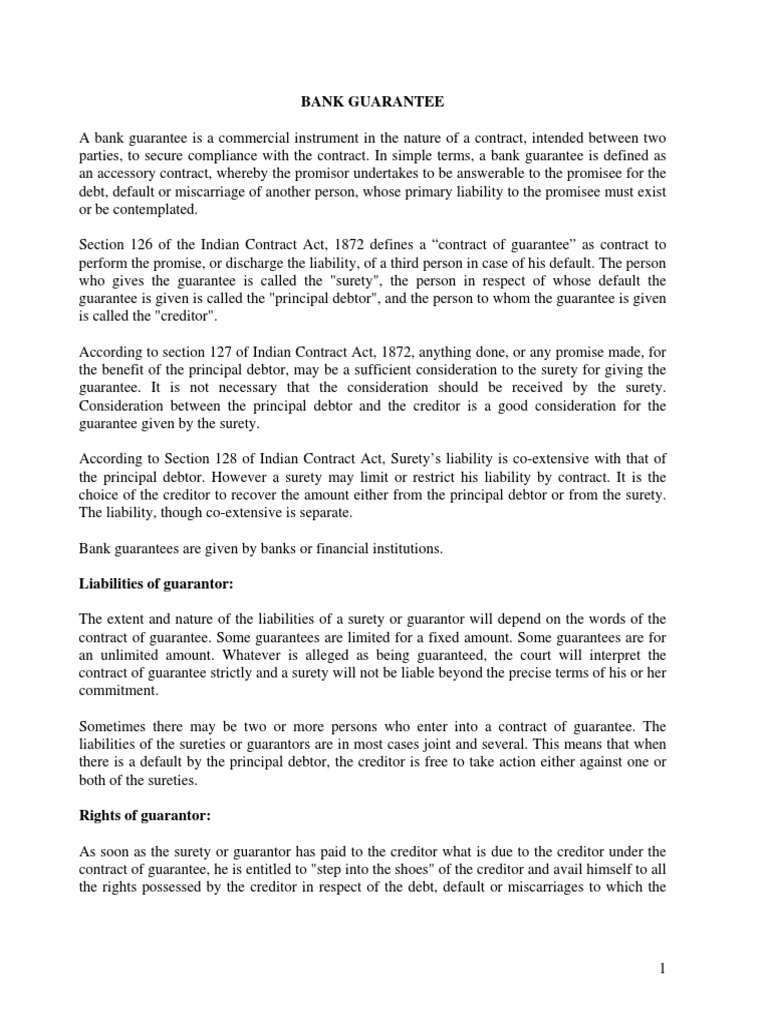 Understanding Bank Guarantees in India | PDF