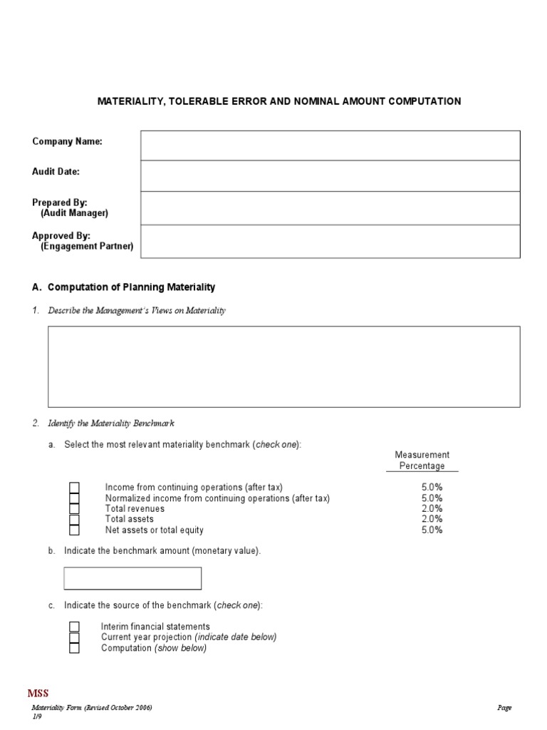 Materiality and Error Computation Guide | PDF