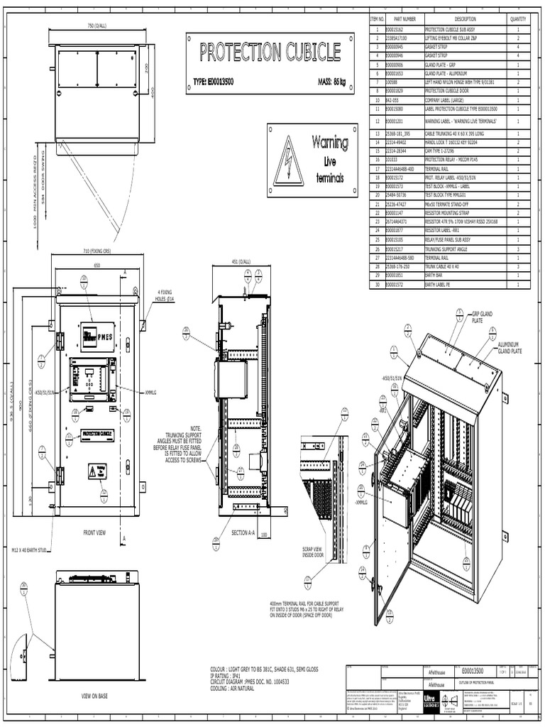 Assembly & Outline of Protection Panel (1608 - E00013500 - 1 - D) | PDF ...
