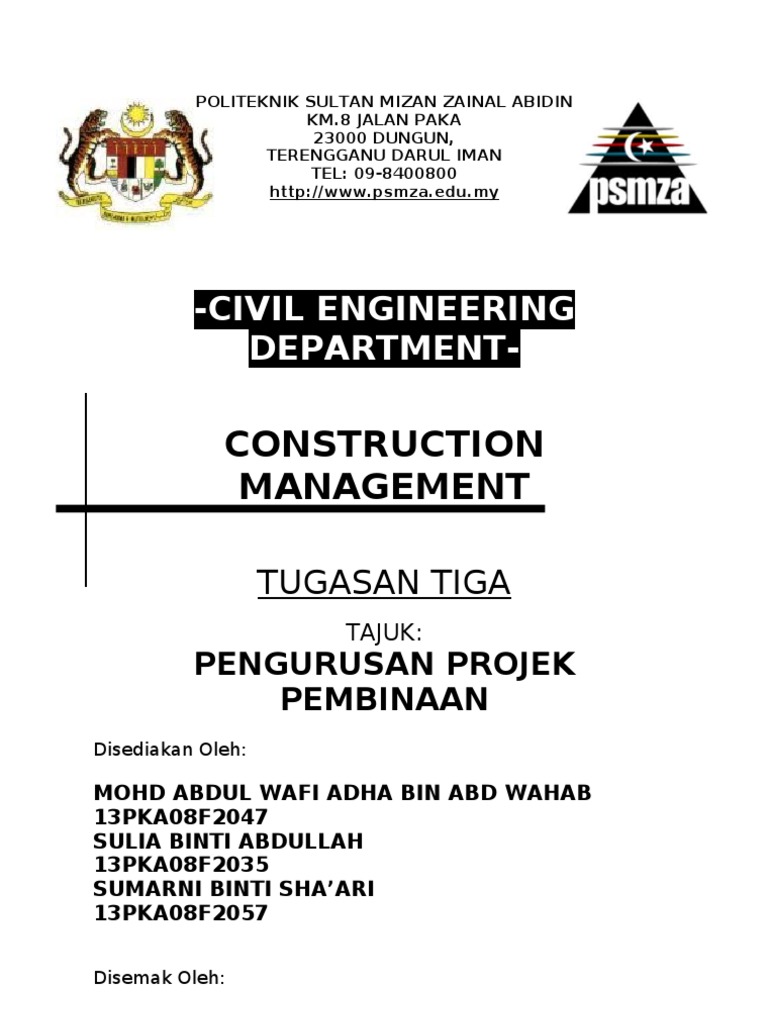 PENGURUSAN PROJEK PEMBINAAN (PSMZA)