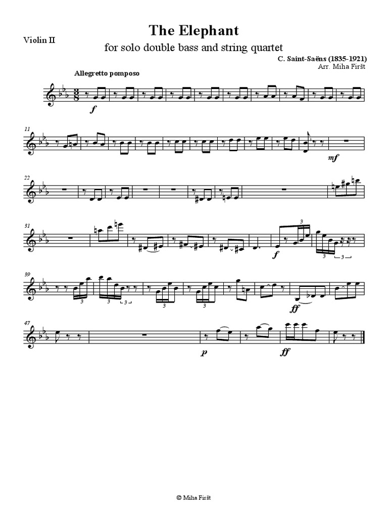 Le Carnaval Des Animaux By Camille Saint-Saëns » Ensemble Sheet Music