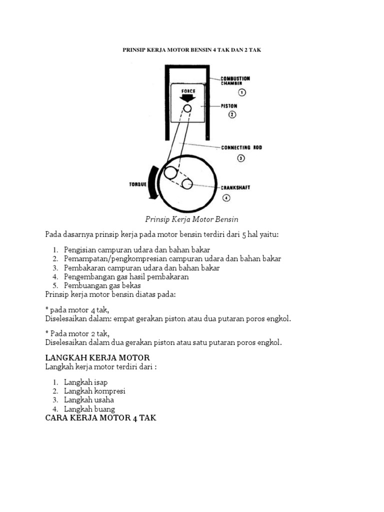 Prinsip Kerja Motor Bensin 4 Tak Dan 2 Tak Prinsip Kerja Motor Bensin 4 Tak Dan 2 Tak