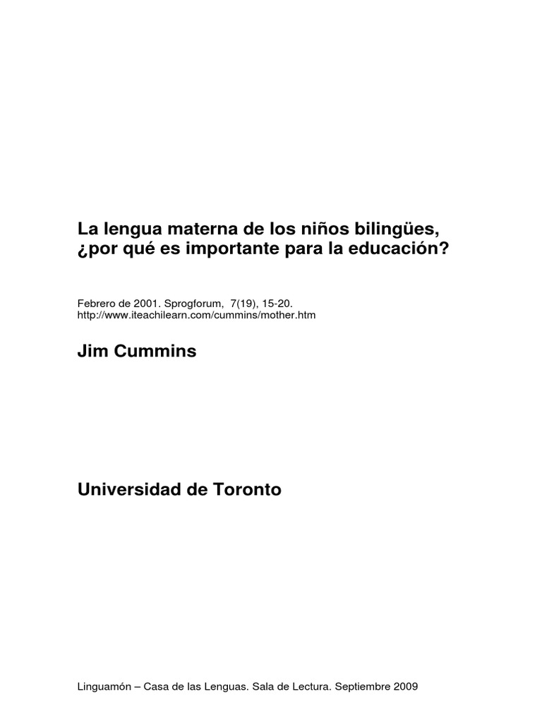 Importancia de la lengua materna en niños | PDF | Multilingüismo ...