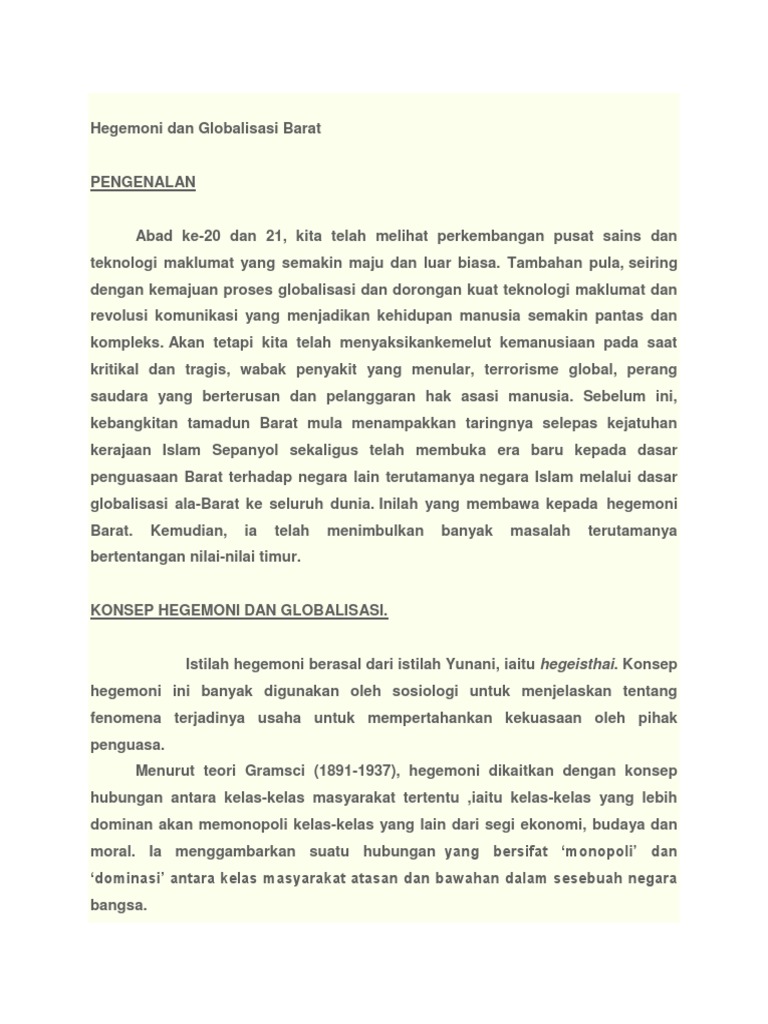 Hegemoni Dan Globalisasi Barat Pdf