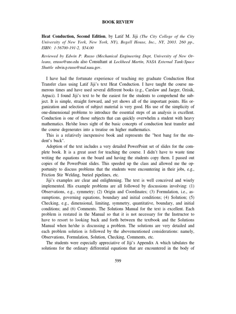 Review | Thermal Conduction | Heat. Jiji Solution Manual Heat Convection -  DOWNLOAD HEAT CONVECTION LATIF M ...