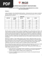 Aggregate Plan and MRP - Excercise