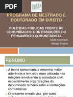 Políticas Públicas frente às comunidades