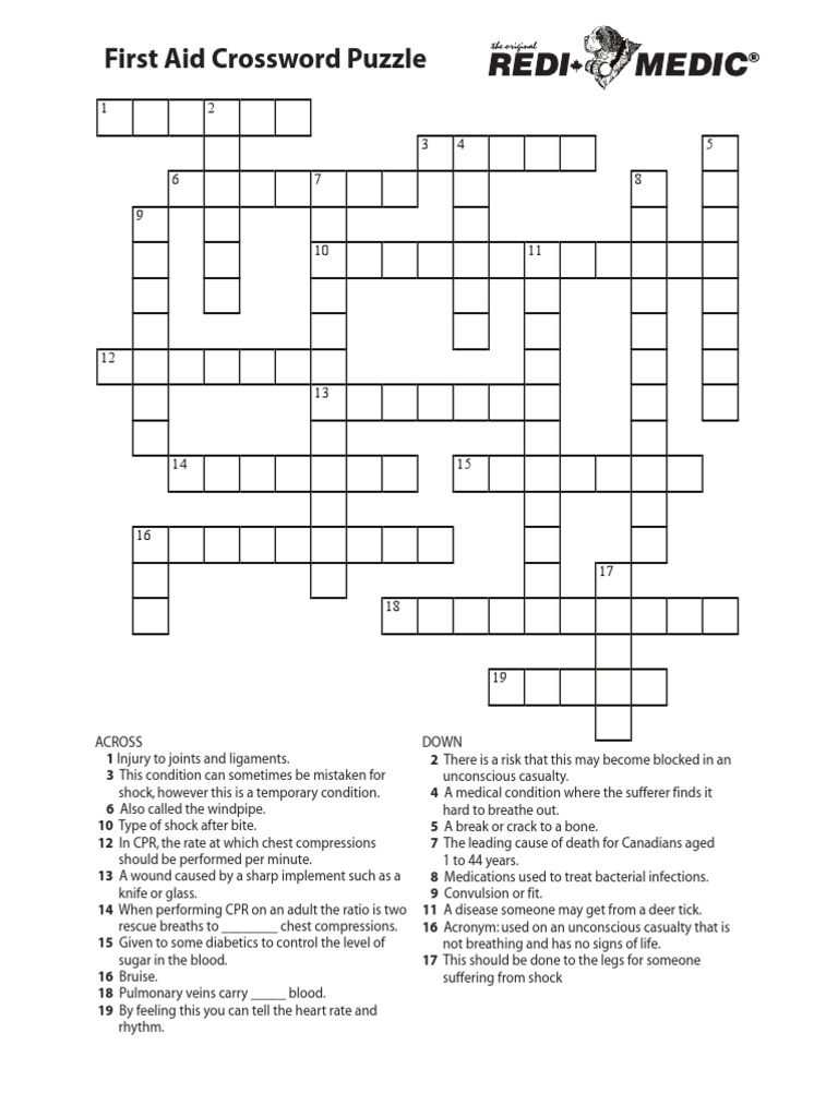 First Aid Crossword Puzzle