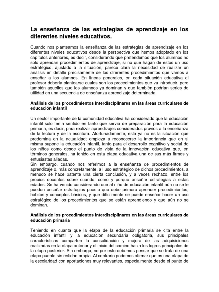 Estrategias de Aprendizaje en Educación | PDF | Jardín de infancia ...