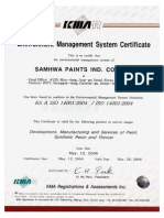 Certificado ISO 14001 Pinturas Samhwa