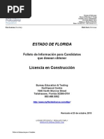 ESTADO DE FLORIDA Folleto de Información para Candidatos 	
que desean obtener Licencia en Construcción