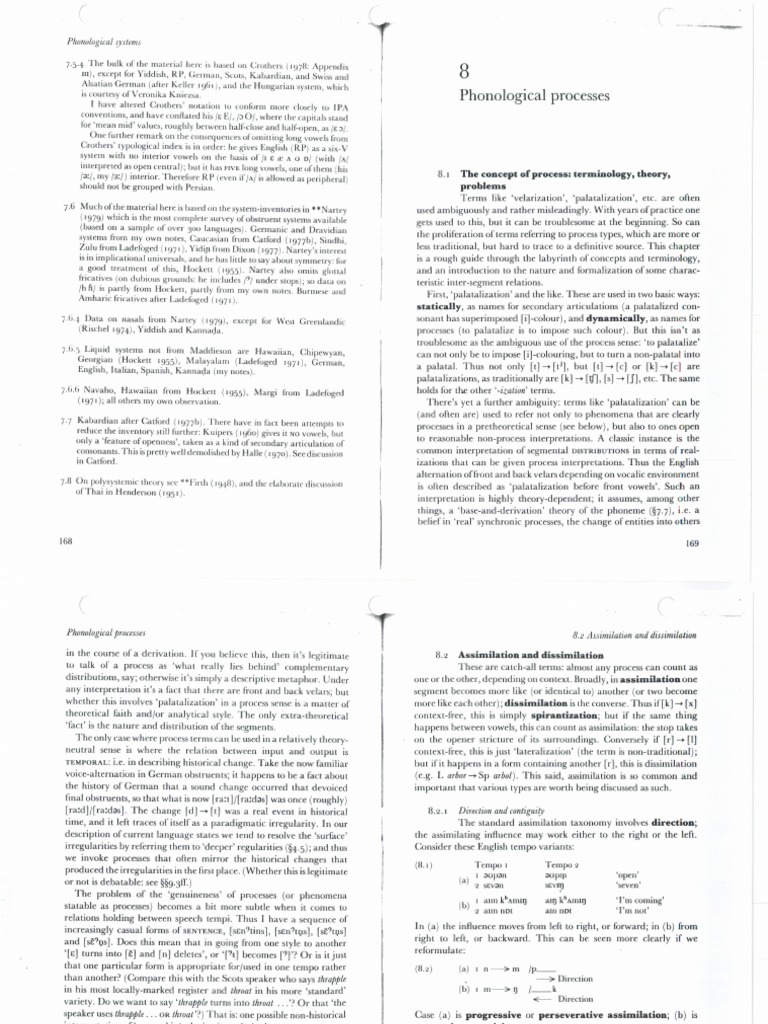 Phonological Processes, Lass 1984 | PDF | Consonant | English Language