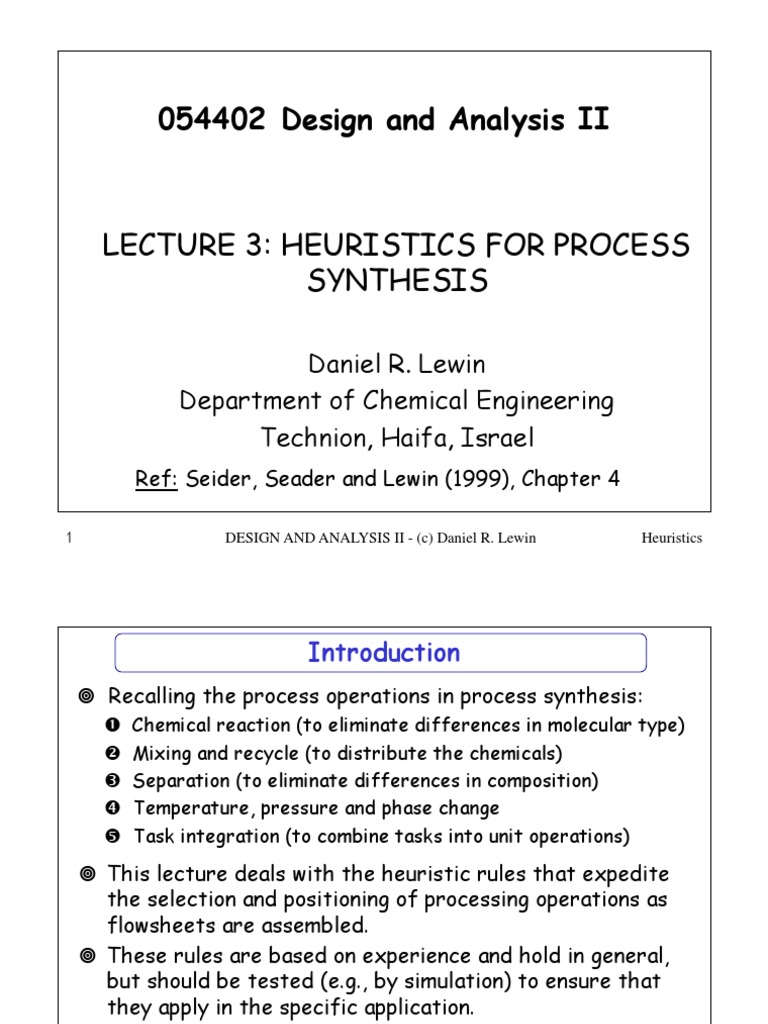 Heuristics for Chemical Process Design | PDF