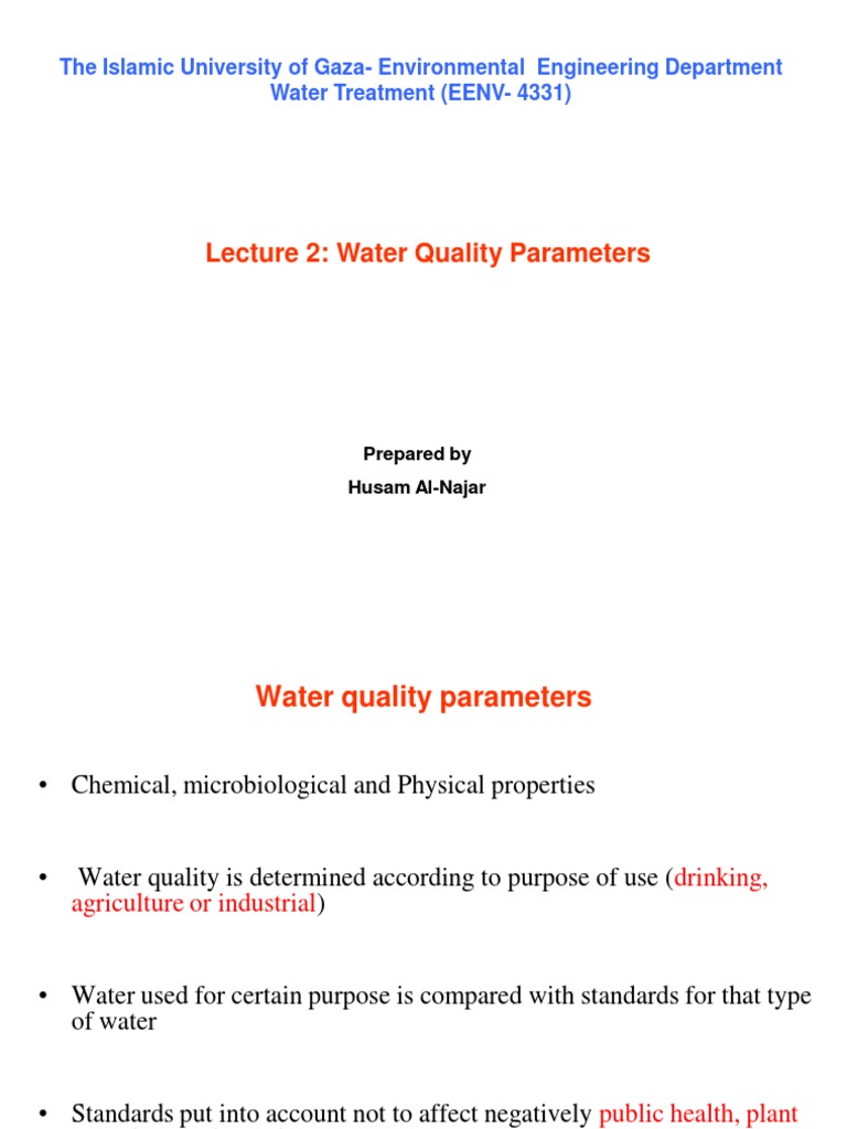 Water Quality Parameters Overview | PDF | Cooking, Food & Wine ...