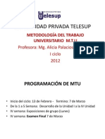 Universidad Privada Telesup: Metodología Del Trabajo Universitario M.T.U