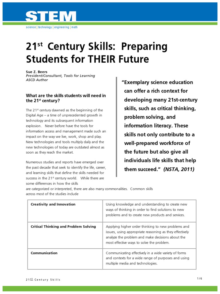 Integrating 21st Century Skills in STEM | PDF | Science, Technology ...