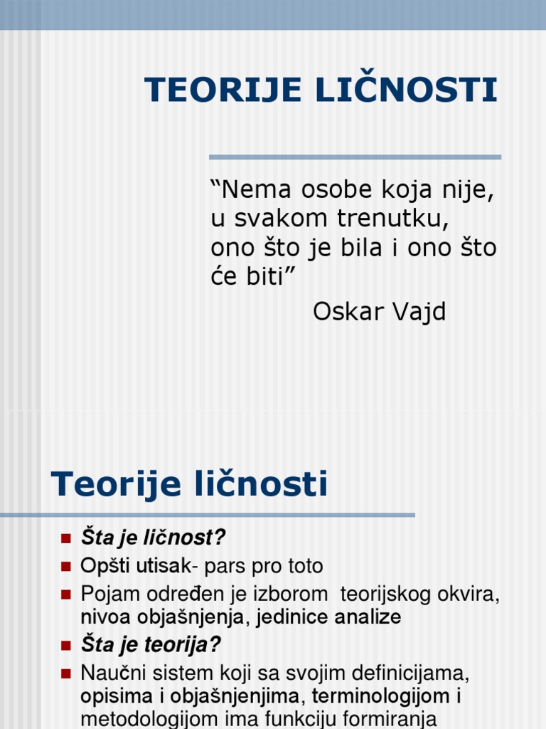 Teorije Licnosti | PDF