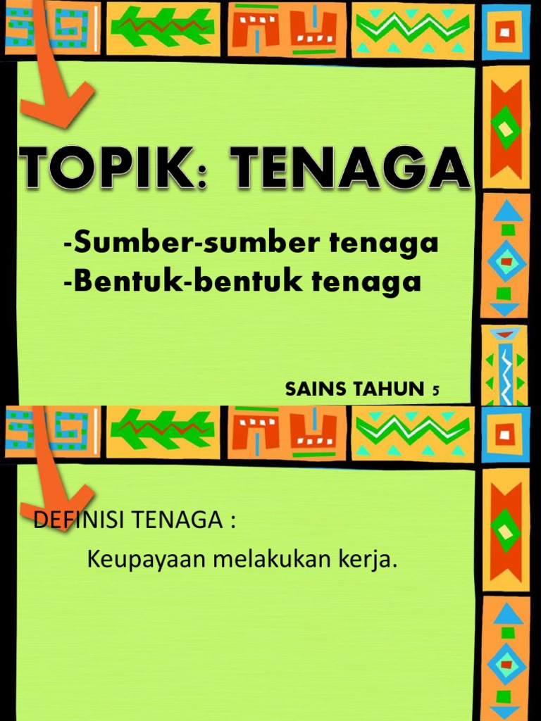 Sumber Sumber Tenaga Bentuk Bentuk Tenaga Sains Tahun 5