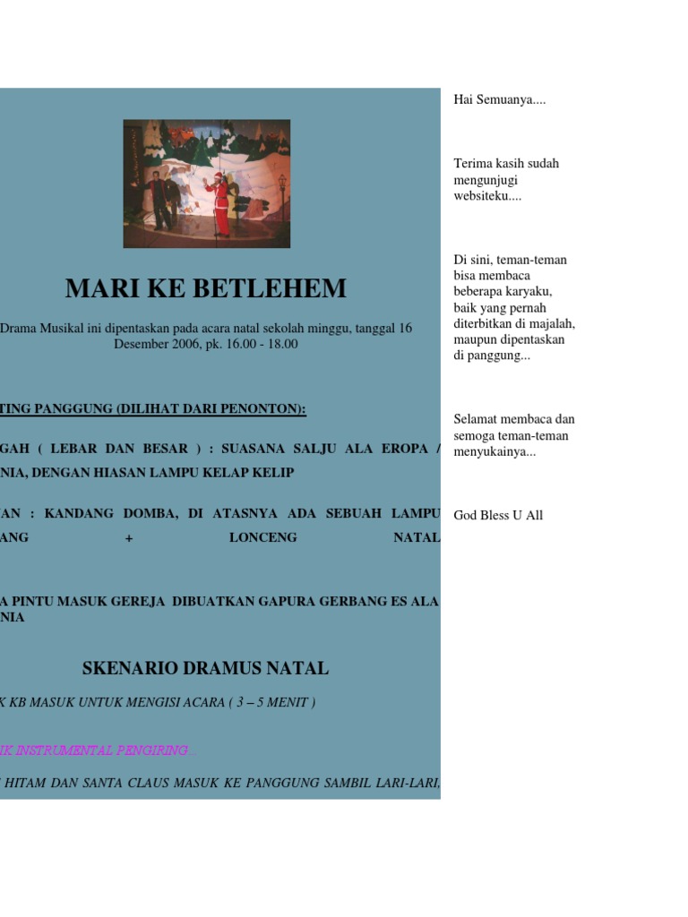 Teks Drama Natal Anak Sekolah Minggu Berbagai Teks Penting