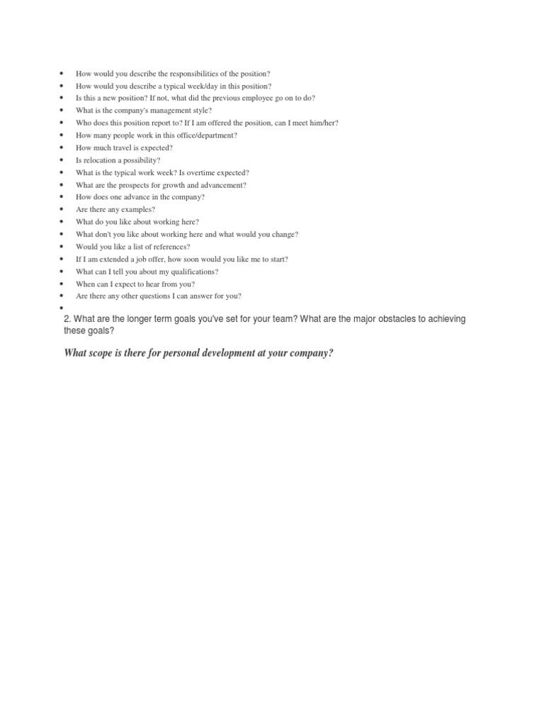 Interview Questions on Personal Development | PDF | Career & Growth