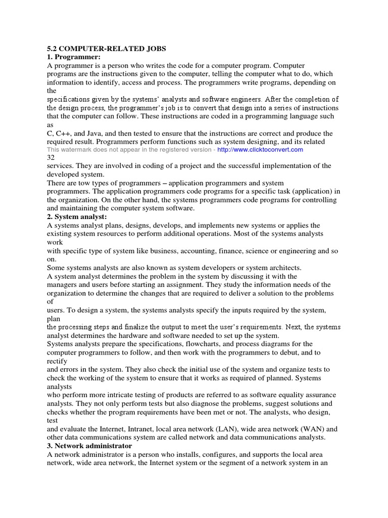 An Overview of Various Computer-Related Jobs and Their Responsibilities ...