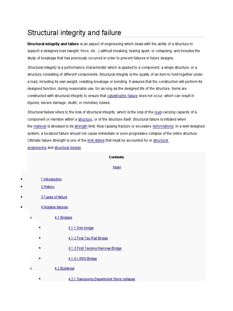 Structural Integrity and Failure Strength Of Materials Building