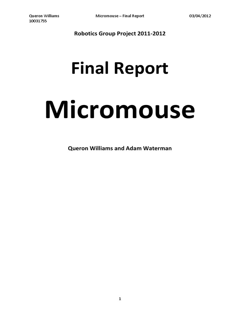 Micromouse Final Report | PDF | Electrical Engineering | Manufactured Goods