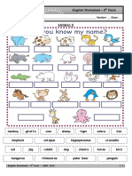 English Worksheet 5th Animals