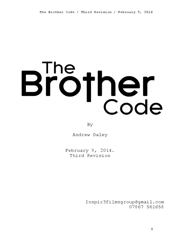 The Brother Code. Script Draft 2. FMP. 9.2.14 | PDF | Nature