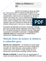 Metode de Izolare Şi Obţinere A Culturilor Pure