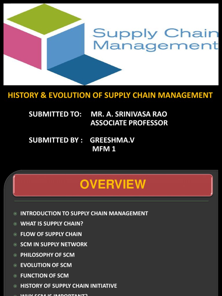 History & Evolution of Supply Chain Managemant Supply Chain