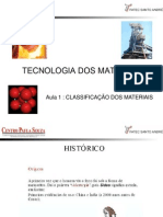 Tecnologia Dos Materiais - Aula 1 - Classificação Dos Materiais - 2o Semestre 2013