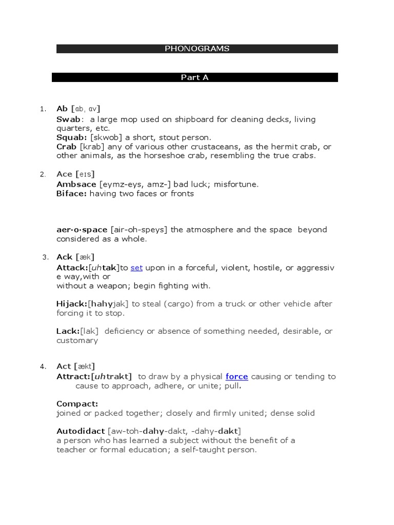Phonograms and Definitions Guide | PDF
