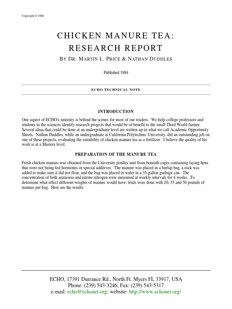 Chicken Manure Tea PDF Hydroponics Fertilizer