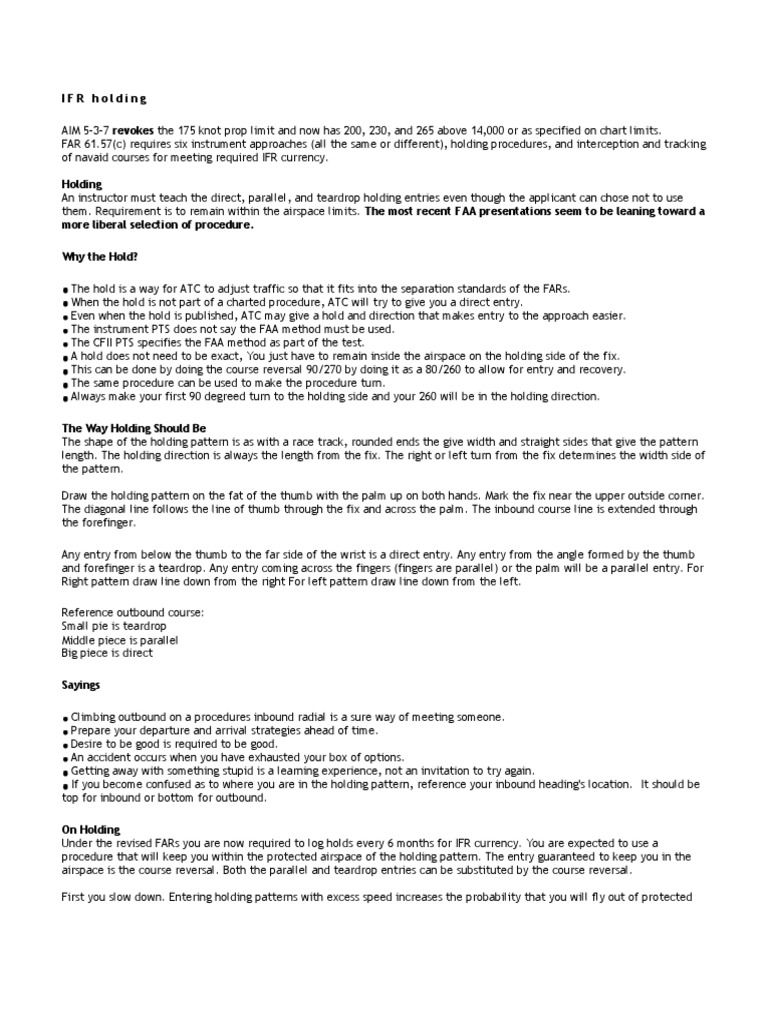 IFR Holding | PDF | Instrument Flight Rules | Air Traffic Control