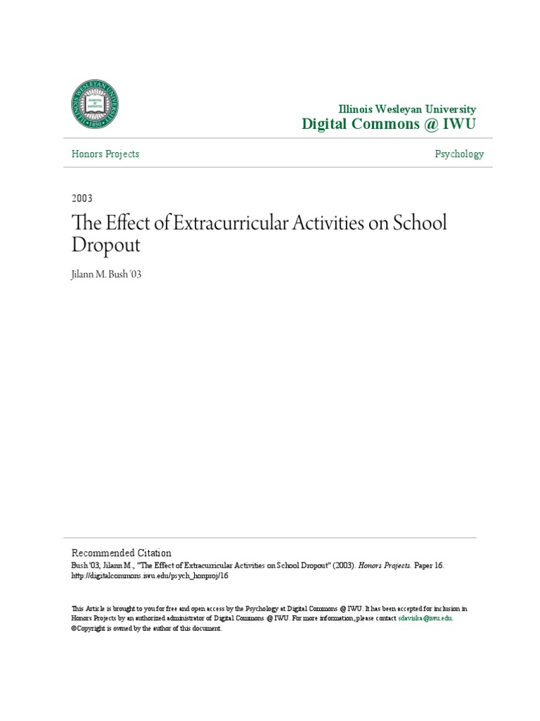 The Effect of Extracurricular Activities On School Dropout | PDF | High ...