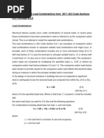 Load Combinations From 2011 ACI Code