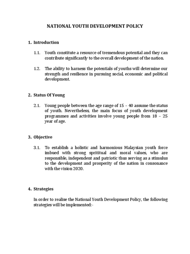 National Youth Development Policy | PDF | Non Governmental Organization