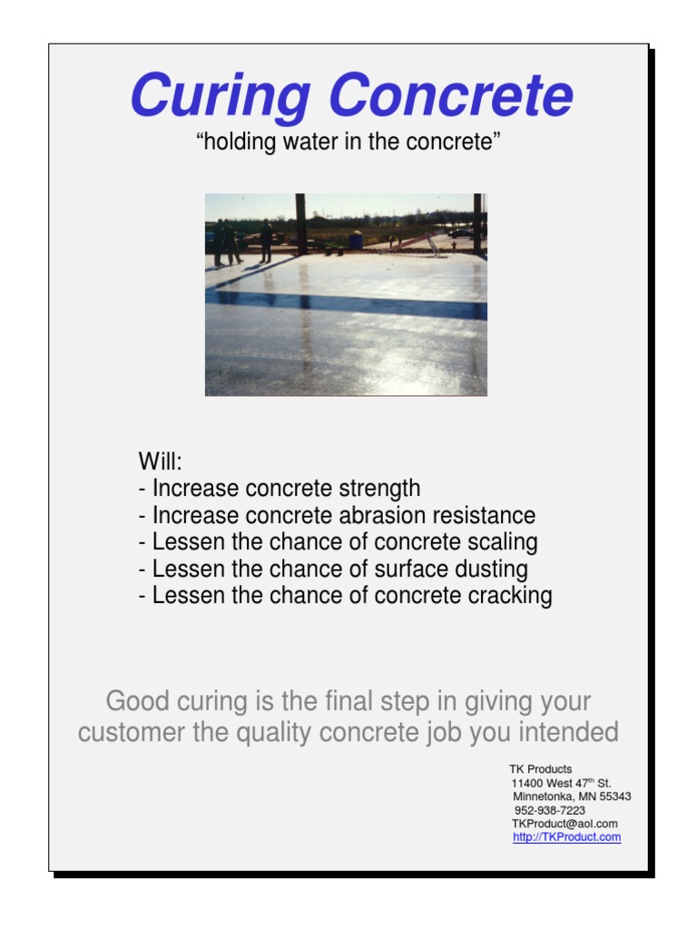 Concrete Curing Techniques & Benefits | PDF | Home & Garden ...